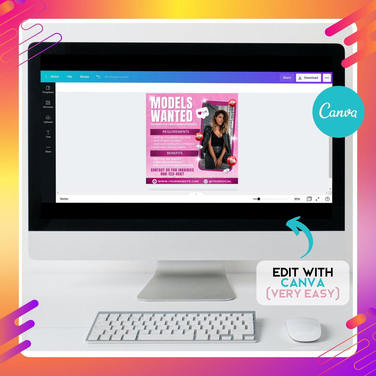 editable models wanted flyer template in canva, pink and modern casting call design for hair, makeup, and influencer recruitment
canva flyer template for beauty brands and muas, models wanted casting call design with bold pink background
models wanted flyer editable in canva, influencer search and model recruitment template for salons and hairstylists