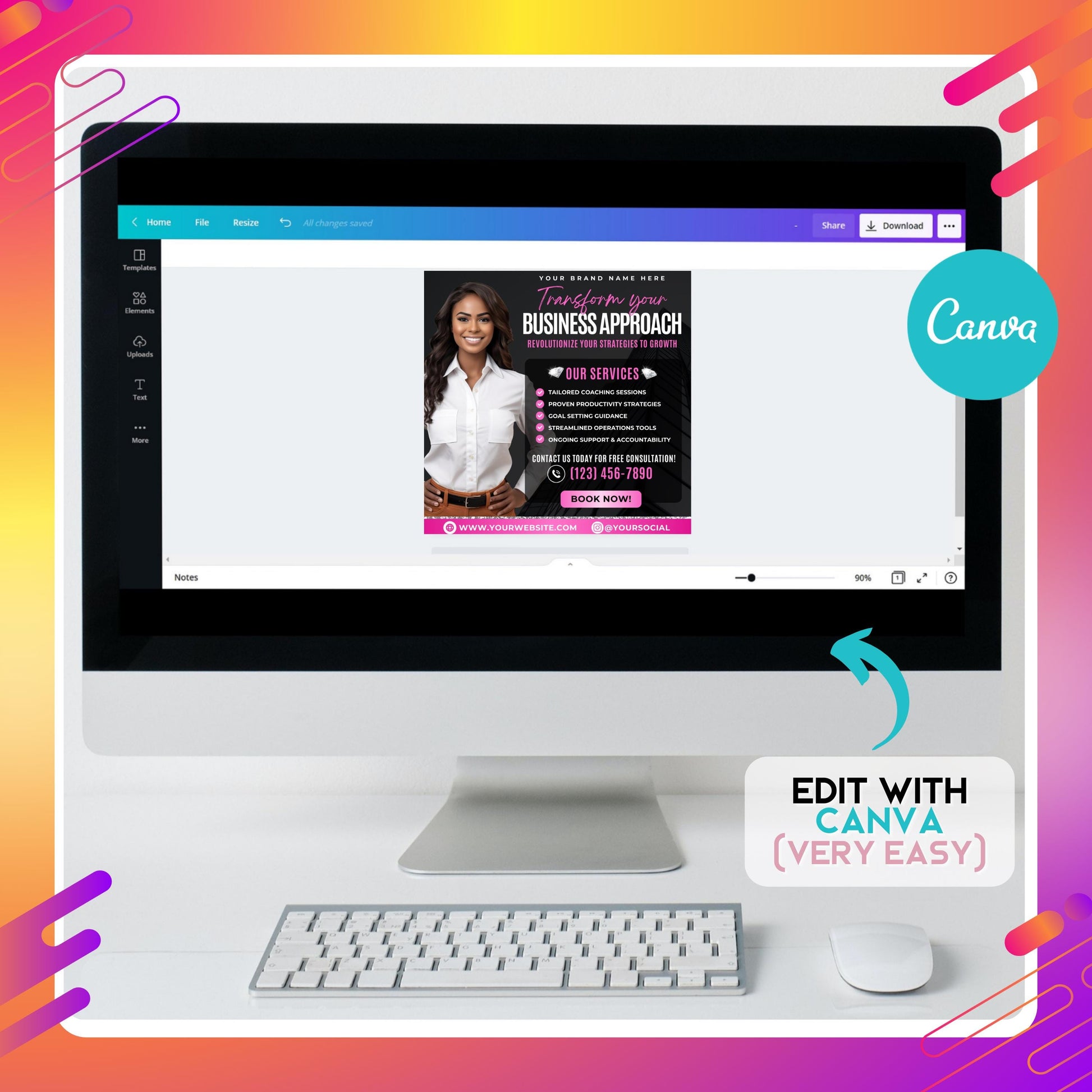 Business Coaching Flyer Template, Editable Canva Life Coach Marketing Design, Consulting Services Advertising Printable