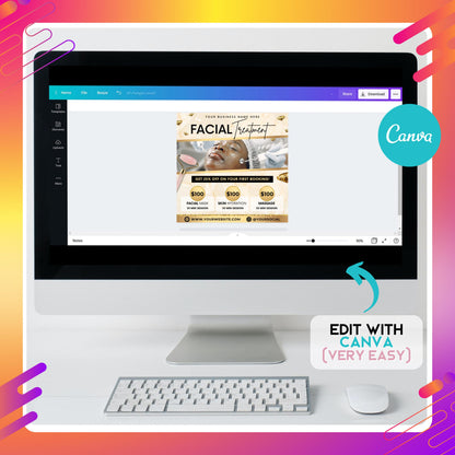 Editable Canva facial treatment flyer template for spa and esthetician marketing.
Luxury skincare flyer design for facial, massage, and hydration services.
Editable beauty business flyer template for estheticians and spas.
Facial treatment flyer with pricing and service details in gold design.
Editable Canva flyer for skincare, spa, and wellness facial promotions.