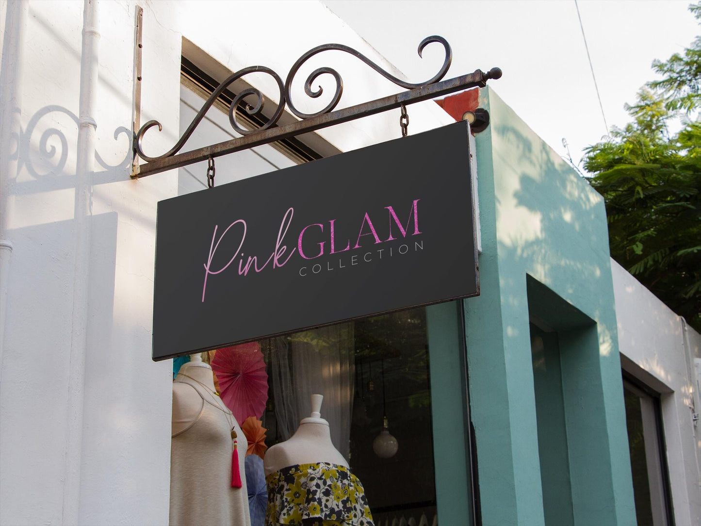 editable logo template corjl, pink glam business logo design, modern luxury brand logo, customizable logo set for small business owners