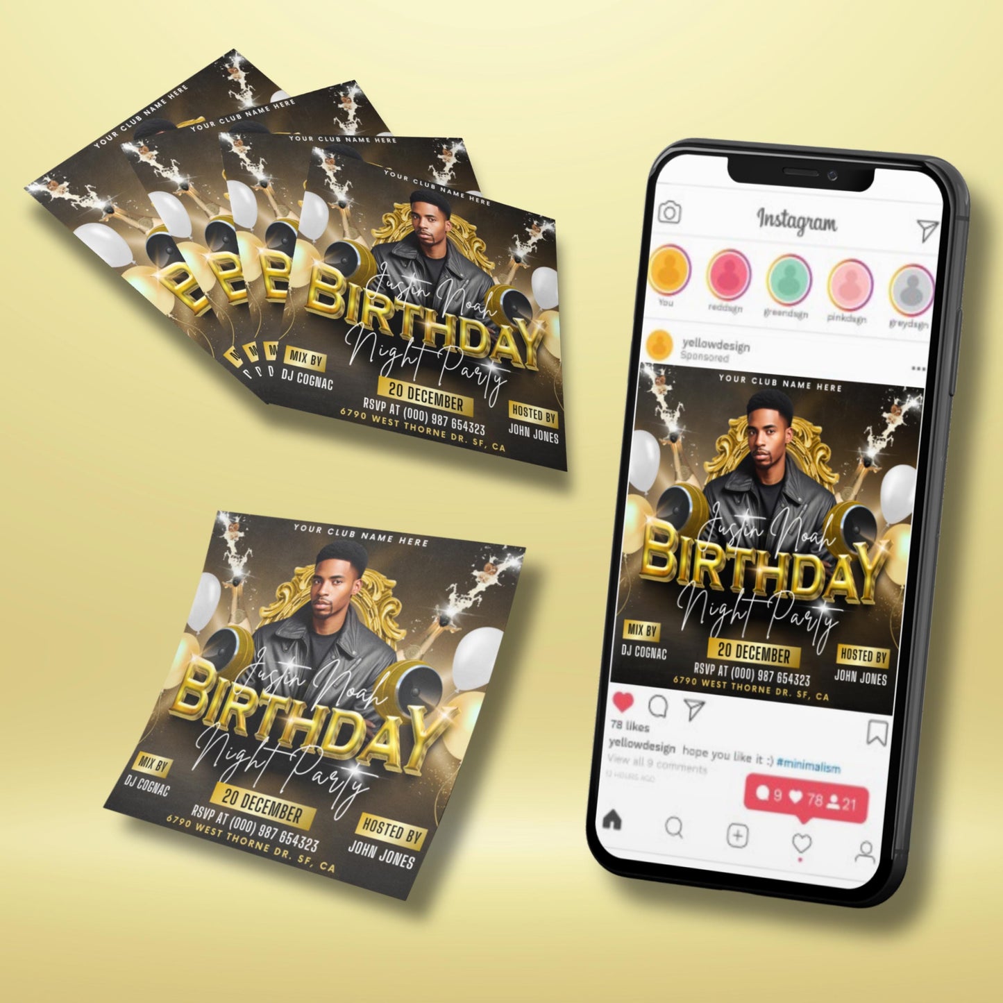 “editable men’s birthday party flyer template in black and gold with champagne bottles, balloons, and dj event design in canva.”
“nightlife club flyer template for birthday celebrations, customizable canva design featuring bold gold 3d text and modern style.”
“dj party flyer template in black and gold, editable canva birthday invite design for club and nightlife event promotions.”
customizable birthday bash flyer for men, stylish canva template with champagne, balloons, and party celebration