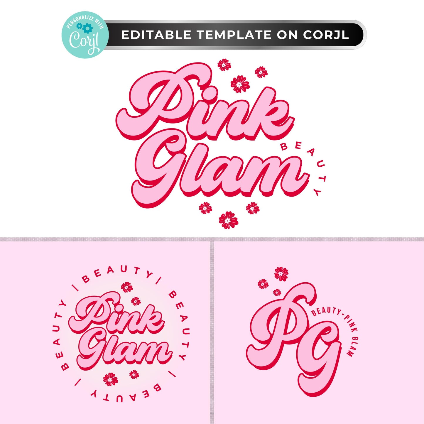 “retro pink beauty logo set, editable corjl template with three designs for salons, boutiques, and clothing businesses.”
“editable pink retro logo bundle, premade branding kit for lash techs, nail salons, hairstylists, and small businesses.”
“premade pink retro logo design set, diy branding templates for beauty, boutique, and fashion brands.”
“customizable pink retro logo kit, editable corjl templates for small businesses and beauty professionals.