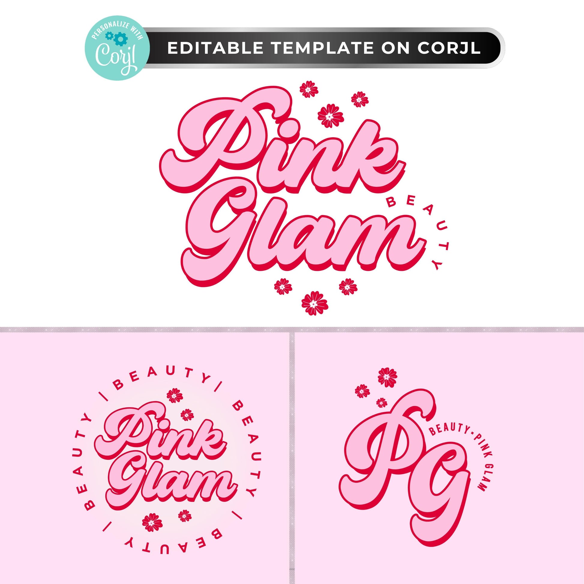 “Retro pink beauty logo set, editable Corjl template with three designs for salons, boutiques, and clothing businesses.”
“Editable pink retro logo bundle, premade branding kit for lash techs, nail salons, hairstylists, and small businesses.”
“Premade pink retro logo design set, DIY branding templates for beauty, boutique, and fashion brands.”
“Customizable pink retro logo kit, editable Corjl templates for small businesses and beauty professionals.