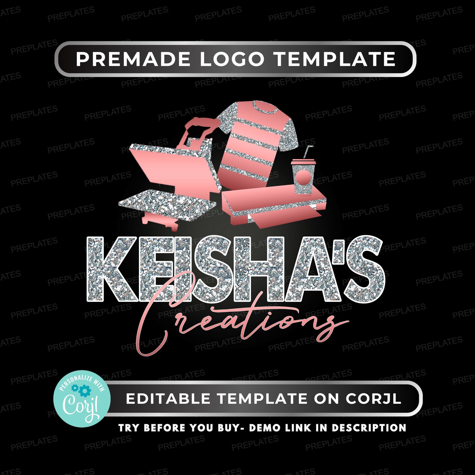 “Glitter Rose Gold Craft Business Logo Template Editable in Corjl”

“Feminine Sparkle Logo Design for Cricut and Small Business Owners”

“Editable Craft Shop Logo in Pink and Silver Glitter Design”

“DIY Crafter Logo Template for Handmade Brand or Etsy Shop”

“Rose Gold Glitter Business Logo Design Editable for Small Shops”