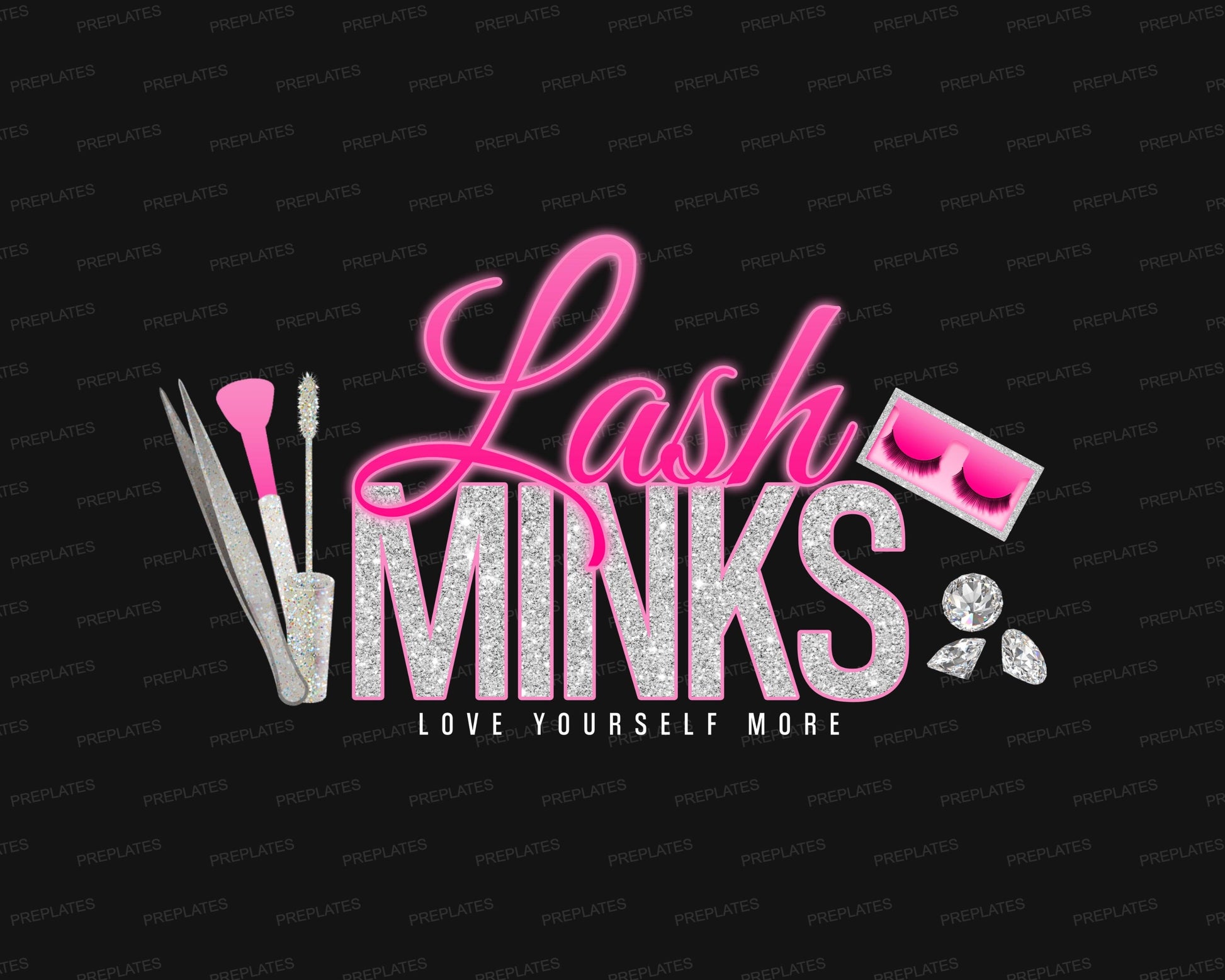 Lash Logo Template, Lash Tech Logo, Glitter Lash Business Logo, Mink Lash Logo Design, Editable Beauty Salon Logo, Glam Logo