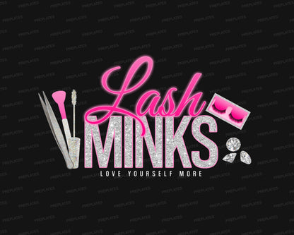 Lash Logo Template, Lash Tech Logo, Glitter Lash Business Logo, Mink Lash Logo Design, Editable Beauty Salon Logo, Glam Logo