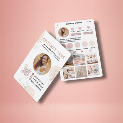 Boho Business Card Template, Instagram Business Card, Editable Canva Business Card, Social Media Card, Digital Contact Card