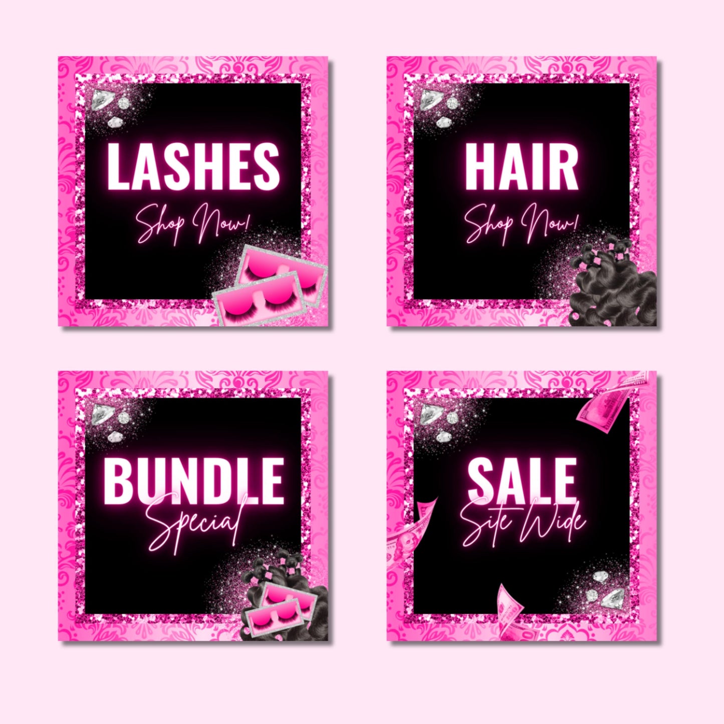 🔹 5. alt texts

“editable hot pink website banner set for beauty, hair, and lash brands, bold glam canva templates.”

“shopify and wix web banners in pink and black glitter style for boutiques and salons.”

“glam beauty web banners for online stores, editable canva templates in pink theme.”

“lash, hair, and beauty website banner templates for shopify or wix, pink and sparkly design.”

“hot pink glam website banner set for beauty boutiques and hair businesses.”