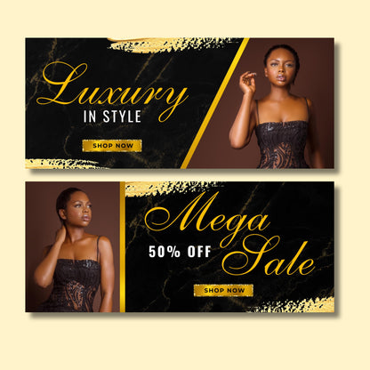 “Editable Black and gold website banner set for beauty, hair, and lash brands, bold glam Canva templates.”
“Shopify and Wix web banners in gold and black glitter style for boutiques and salons.”
“Glam beauty web banners for online stores, editable Canva templates in gold theme.”
“Lash, hair, and beauty website banner templates for Shopify or Wix, gold and sparkly design.”
“Gold glam website banner set for beauty boutiques and hair businesses.”