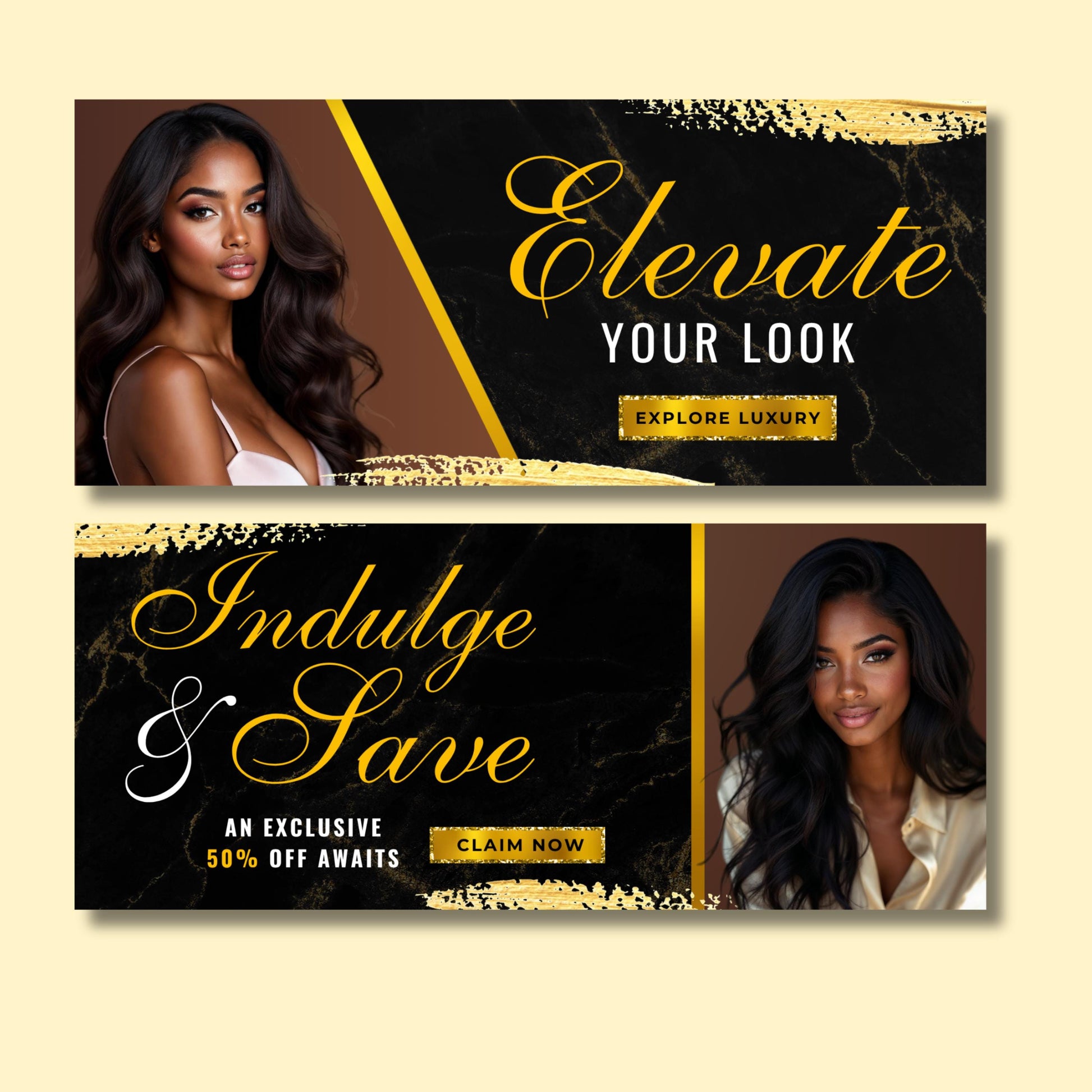 “Editable Black and gold website banner set for beauty, hair, and lash brands, bold glam Canva templates.”
“Shopify and Wix web banners in gold and black glitter style for boutiques and salons.”
“Glam beauty web banners for online stores, editable Canva templates in gold theme.”
“Lash, hair, and beauty website banner templates for Shopify or Wix, gold and sparkly design.”
“Gold glam website banner set for beauty boutiques and hair businesses.”