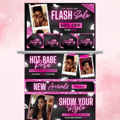“Editable glam website banner set for Shopify and Wix beauty stores, Canva web templates.”

“Website banners for boutique and lash businesses, editable Canva templates.”

“Professional Shopify and Wix banner designs for beauty brands.”

“Glam website template pack for hair and lash businesses.”

“Editable web banner templates for online boutiques and e-commerce stores.”