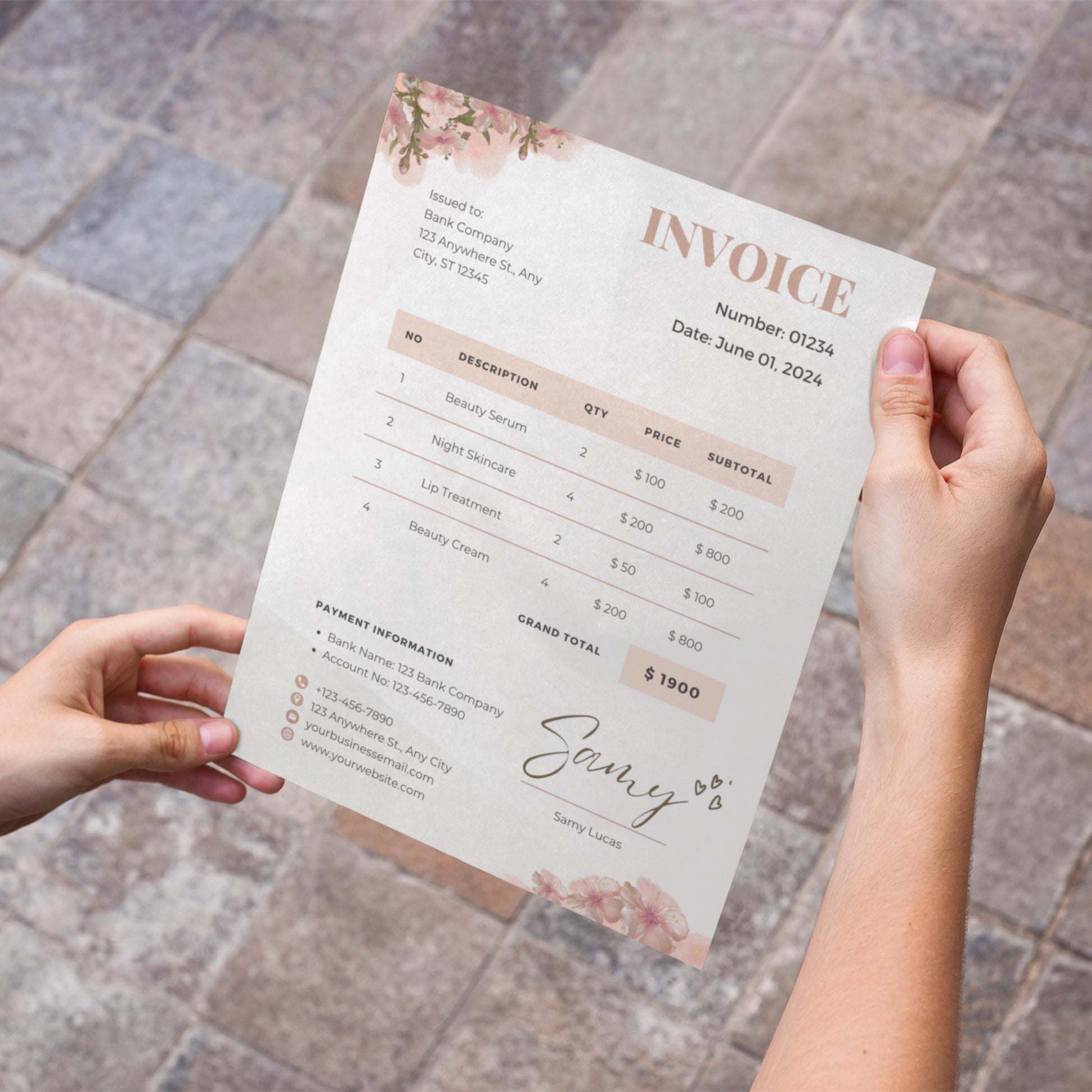 Invoice Template: Boho Minimalist Business Billing Form, Modern Small Business Design, Editable Canva Template