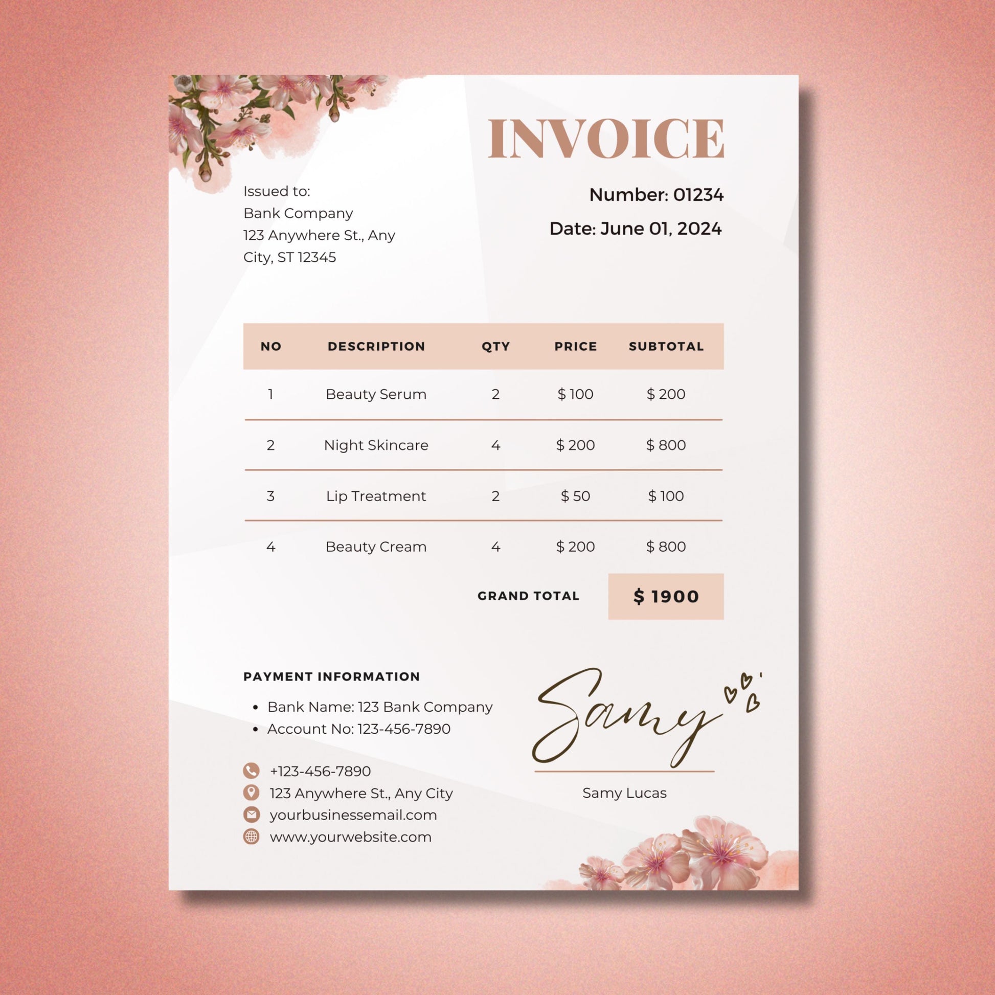 Invoice Template: Boho Minimalist Business Billing Form, Modern Small Business Design, Editable Canva Template