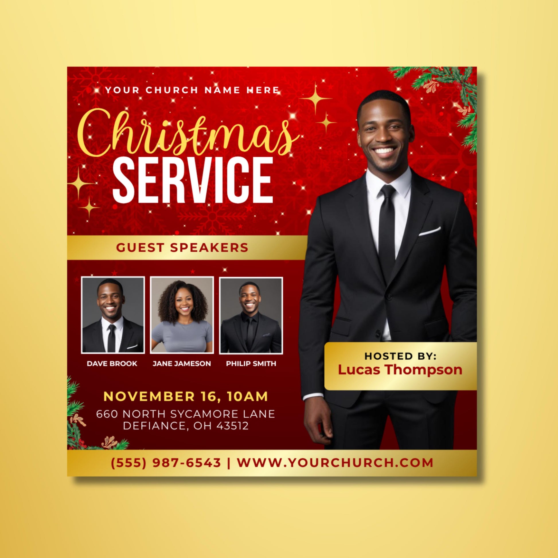 Canva Flyer Template for Church Ministry Christmas Service Promotion