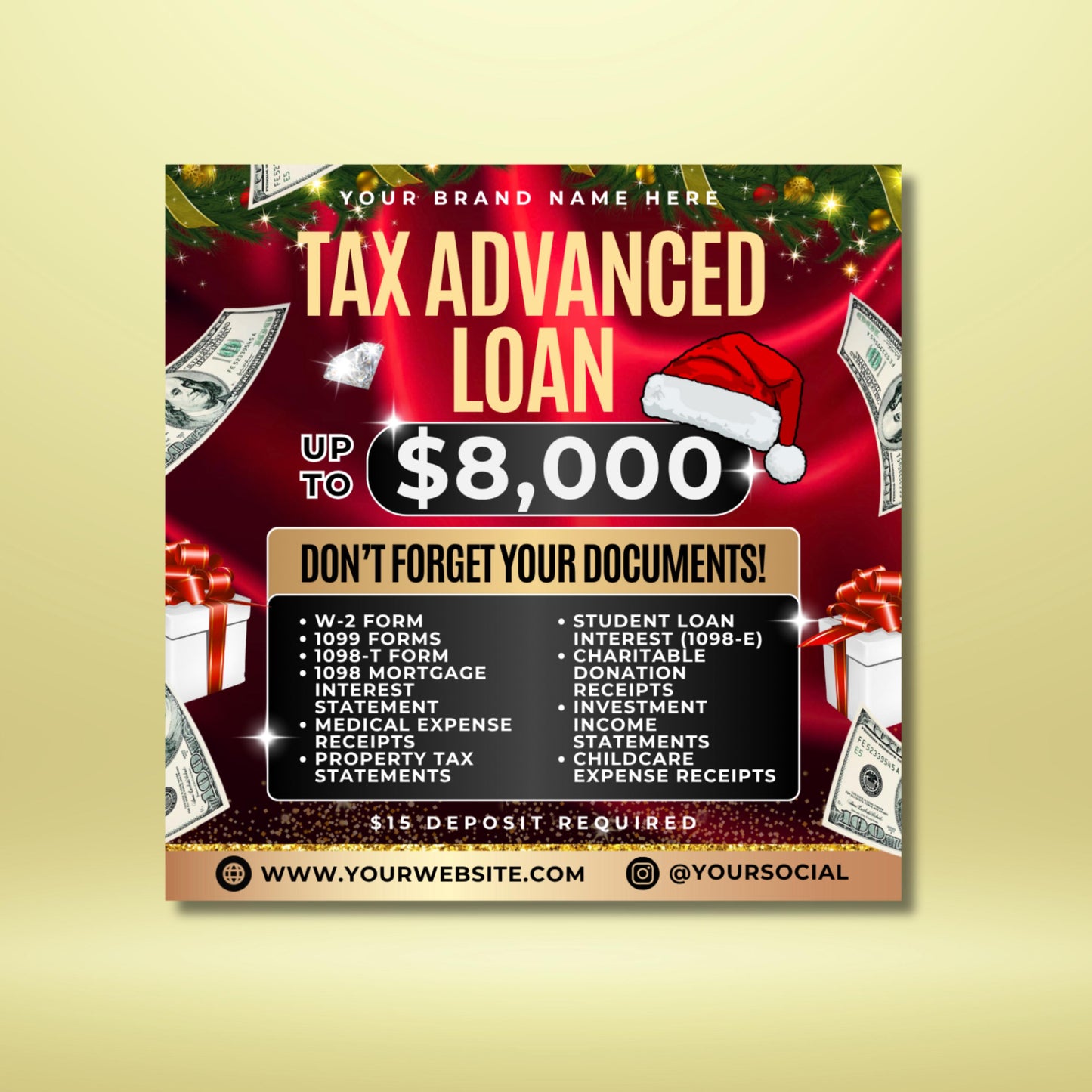 “editable christmas tax prep flyer bundle in canva, festive pink holiday flyer templates for accountants and tax preparers.”
“holiday tax flyer set for credit repair, accountants, and self-employed professionals, pink christmas theme canva design.”
“christmas flyer template for tax preparers and financial consultants, professional canva design with festive holiday style.”
“editable holiday marketing flyer bundle for tax season promotions, canva templates for accountants.”
