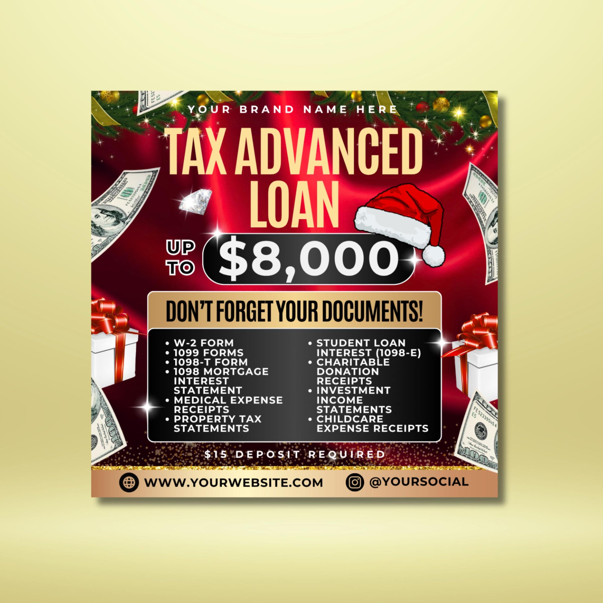 “Editable Christmas tax prep flyer bundle in Canva, festive pink holiday flyer templates for accountants and tax preparers.”
“Holiday tax flyer set for credit repair, accountants, and self-employed professionals, pink Christmas theme Canva design.”
“Christmas flyer template for tax preparers and financial consultants, professional Canva design with festive holiday style.”
“Editable holiday marketing flyer bundle for tax season promotions, Canva templates for accountants.”