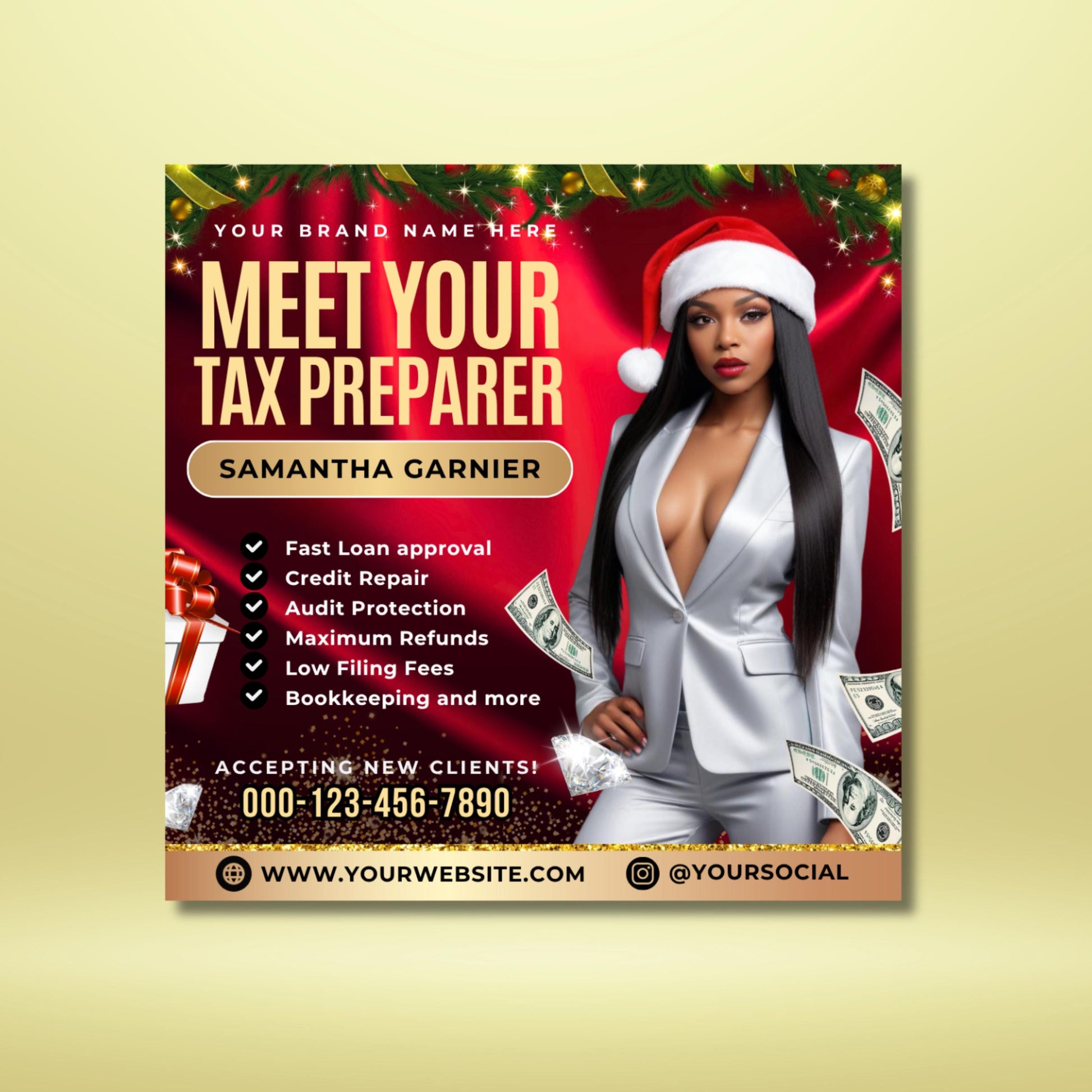 “Editable Christmas tax prep flyer bundle in Canva, festive pink holiday flyer templates for accountants and tax preparers.”
“Holiday tax flyer set for credit repair, accountants, and self-employed professionals, pink Christmas theme Canva design.”
“Christmas flyer template for tax preparers and financial consultants, professional Canva design with festive holiday style.”
“Editable holiday marketing flyer bundle for tax season promotions, Canva templates for accountants.”
