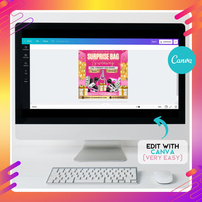 Pink glam beauty giveaway flyer template for hair lash MUA businesses

Editable Canva giveaway flyer with gold balloons and money graphics

Surprise bag giveaway social media post template for beauty brands

Beauty business marketing flyer for lash and hair stylists

Editable pink and gold Canva flyer for salon giveaway promotions