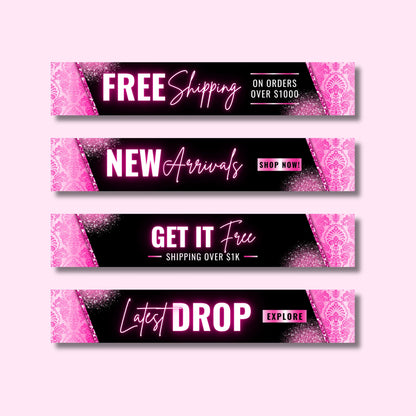 🔹 5. ALT TEXTS

“Editable hot pink website banner set for beauty, hair, and lash brands, bold glam Canva templates.”

“Shopify and Wix web banners in pink and black glitter style for boutiques and salons.”

“Glam beauty web banners for online stores, editable Canva templates in pink theme.”

“Lash, hair, and beauty website banner templates for Shopify or Wix, pink and sparkly design.”

“Hot pink glam website banner set for beauty boutiques and hair businesses.”