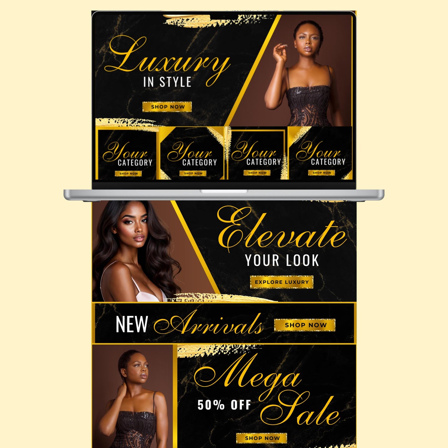 “editable black and gold website banner set for beauty, hair, and lash brands, bold glam canva templates.”
“shopify and wix web banners in gold and black glitter style for boutiques and salons.”
“glam beauty web banners for online stores, editable canva templates in gold theme.”
“lash, hair, and beauty website banner templates for shopify or wix, gold and sparkly design.”
“gold glam website banner set for beauty boutiques and hair businesses.”
