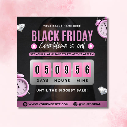 Editable Black Friday flyer for hair, lash, nail, and beauty businesses promoting product sales.