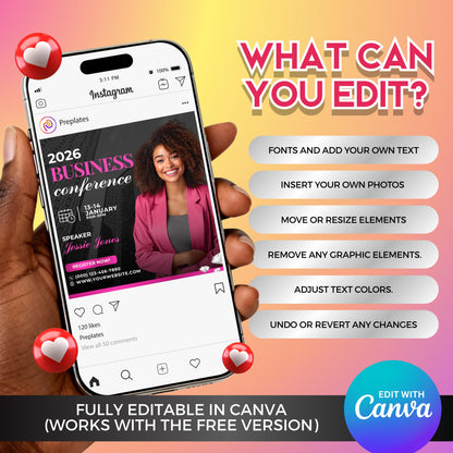 Salon business conference flyer design in Canva, perfect for promoting educational and networking events.