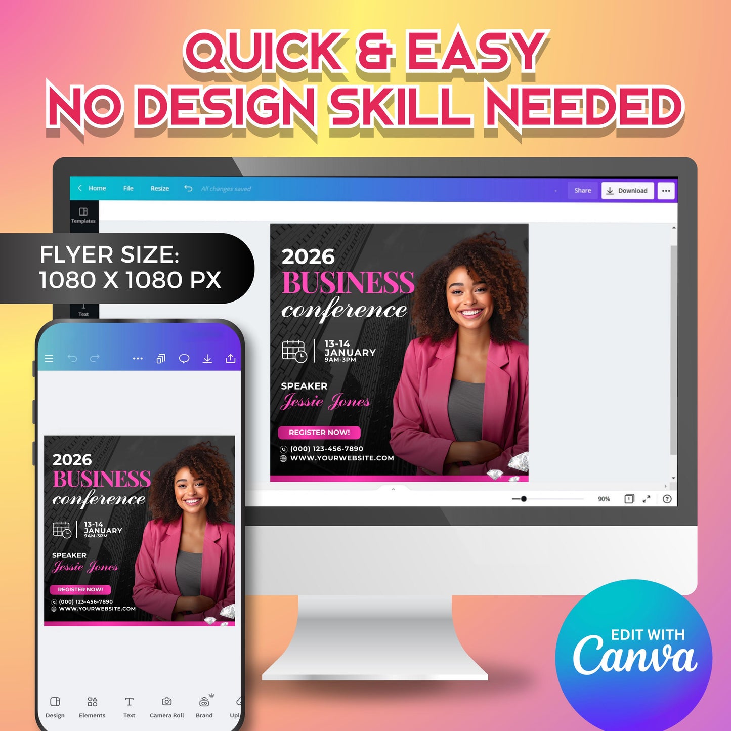 professional salon owner event flyer in canva, promoting business conference or workshop for beauty entrepreneurs.
canva business flyer template for beauty educators and salon bosses, customizable conference design.