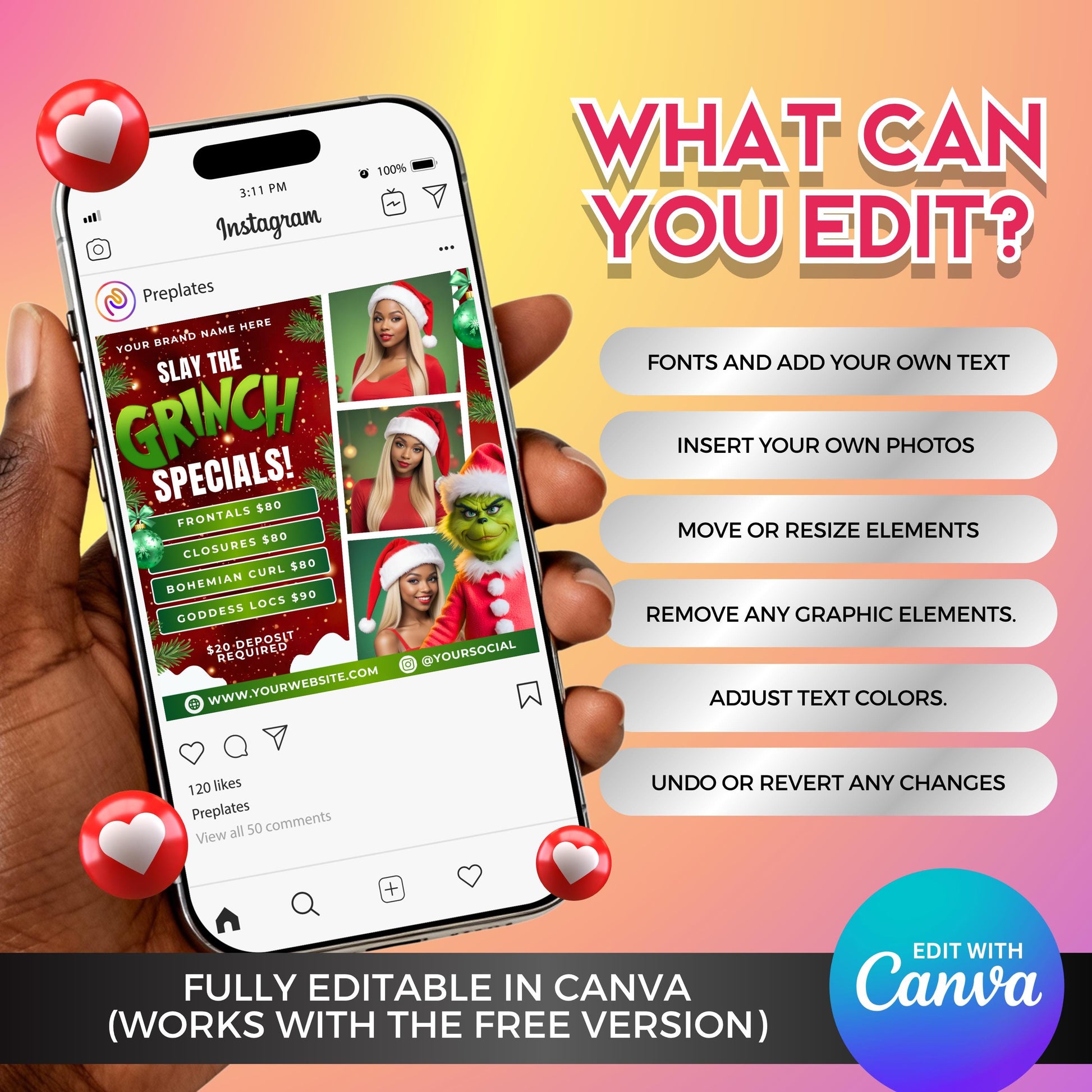 Editable Canva flyer pack for beauty professionals, perfect for Christmas marketing and salon promos.
