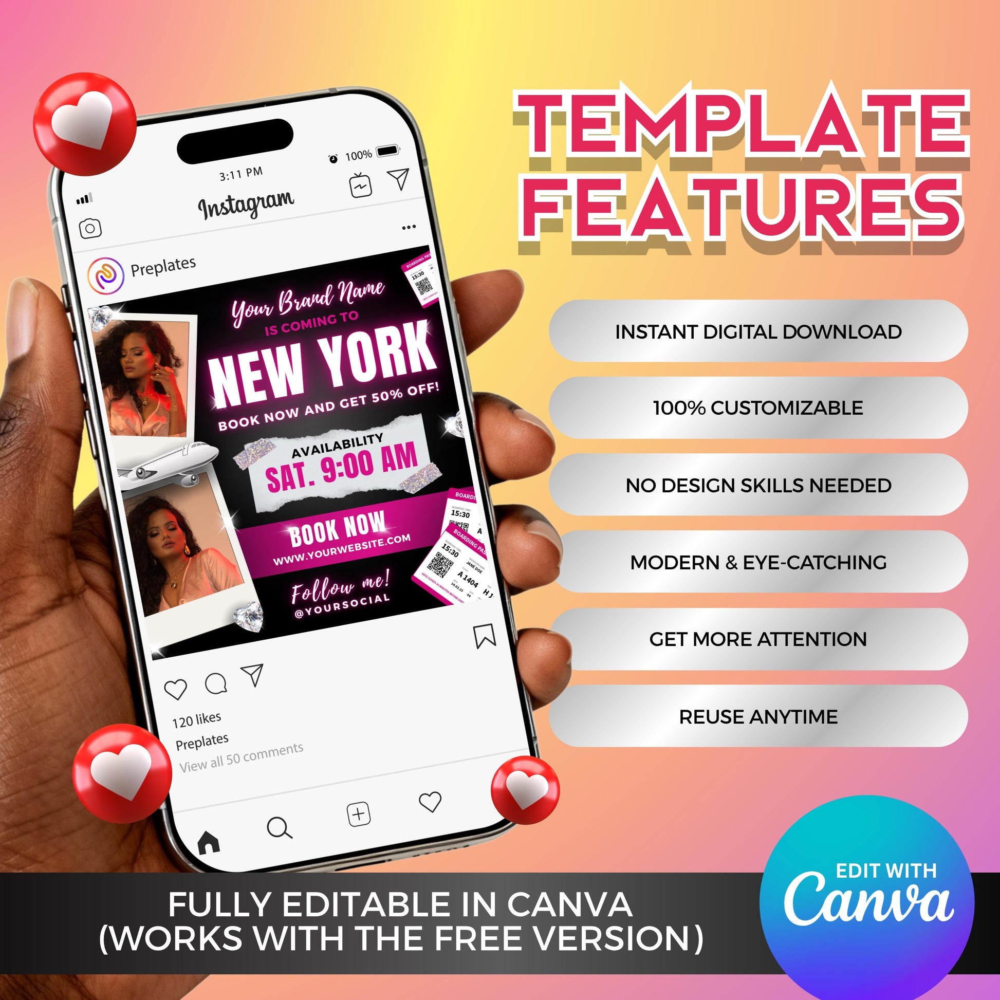Editable Canva Template for Announcing Travel Appointments