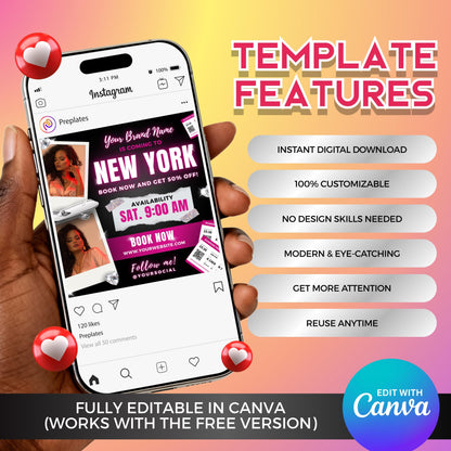 Editable Canva Template for Announcing Travel Appointments